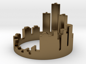 (Size 8) Detroit Skyline Ring in Polished Bronze