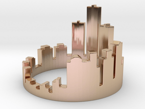 (Size 8) Detroit Skyline Ring in 14k Rose Gold Plated Brass