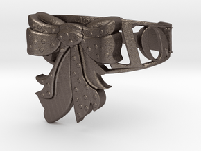 LOL Bow Bracelet in Polished Bronzed Silver Steel