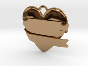 Heart With Ribbon in Polished Brass