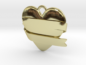 Heart With Ribbon in 18k Gold Plated Brass