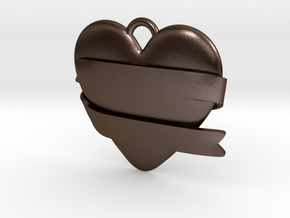 Heart With Ribbon in Polished Bronze Steel