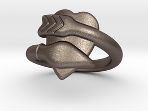 Cupido Ring 23 - Italian Size 23 in Polished Bronzed Silver Steel