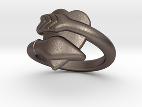 Cupido Ring 24 - Italian Size 24 in Polished Bronzed Silver Steel