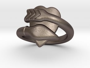 Cupido Ring 28 - Italian Size 28 in Polished Bronzed Silver Steel