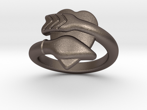 Cupido Ring 33 - Italian Size 33 in Polished Bronzed Silver Steel