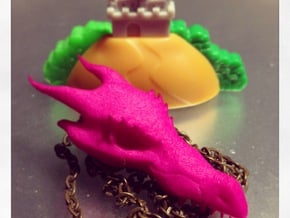 Dragon Skull Pendant - 3DKitbash.com in Pink Processed Versatile Plastic