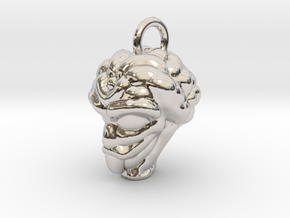 Alien Head Key Ring Add-on in Rhodium Plated Brass