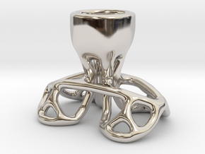 Arc Candle Holder (single) in Rhodium Plated Brass
