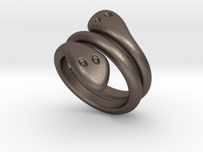 Ring Cobra 15 - Italian Size 15 in Polished Bronzed Silver Steel