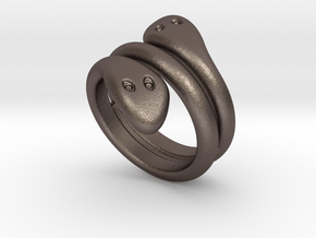 Ring Cobra 16 - Italian Size 16 in Polished Bronzed Silver Steel