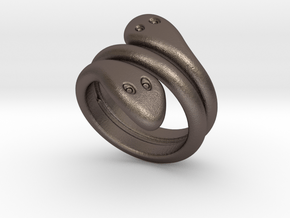 Ring Cobra 18 - Italian Size 18 in Polished Bronzed Silver Steel