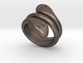 Ring Cobra 20 - Italian Size 20 in Polished Bronzed Silver Steel