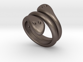 Ring Cobra 21 - Italian Size 21 in Polished Bronzed Silver Steel