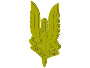 British SAS 22nd regiment "Who Dares Wins" badge in Tan Fine Detail Plastic