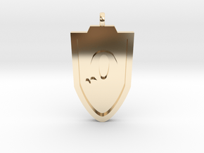 Medieval Q Shield Pendant in 14k Gold Plated Brass