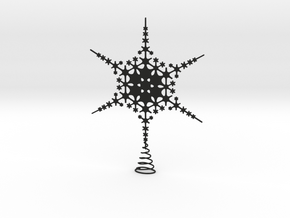 Sparkle Snow Star - Fractal Tree Top - MP2 - M in Black Natural Versatile Plastic