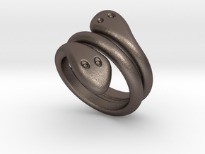 Ring Cobra 22 - Italian Size 22 in Polished Bronzed Silver Steel