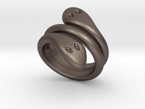 Ring Cobra 24 - Italian Size 24 in Polished Bronzed Silver Steel