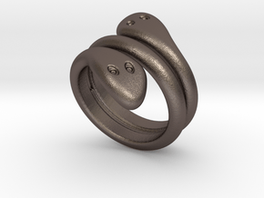 Ring Cobra 26 - Italian Size 26 in Polished Bronzed Silver Steel