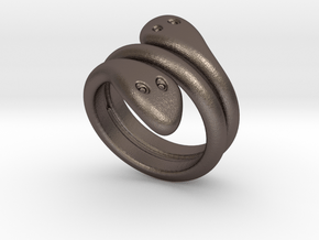Ring Cobra 29 - Italian Size 29 in Polished Bronzed Silver Steel