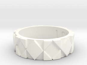 Futuristic Rhombus Ring Size 6 in White Processed Versatile Plastic