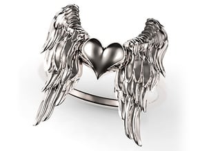 Ring Of The Angelic Heart in Polished Silver