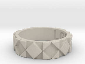 Futuristic Rhombus Ring Size 5 in Natural Sandstone
