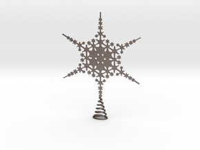 Sparkle Snow Star - Fractal Tree Top - HP2 - L in Polished Bronzed Silver Steel