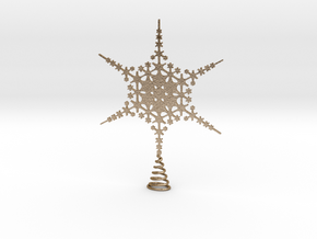 Sparkle Snow Star - Fractal Tree Top - HP2 - L in Polished Gold Steel