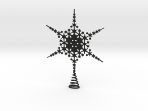 Sparkle Snow Star - Fractal Tree Top - HP2 - L in Black Natural Versatile Plastic