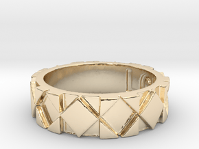 Futuristic Rhombus Ring Size 4 in 14k Gold Plated Brass