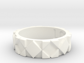 Futuristic Rhombus Ring Size 4 in White Processed Versatile Plastic