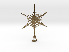 Sparkle Snow Star - Fractal Tree Top - HP3 - S in Polished Bronze