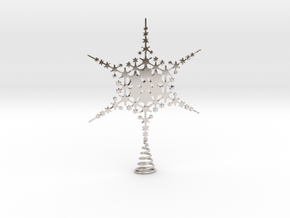 Sparkle Snow Star - Fractal Tree Top - HP3 - S in Rhodium Plated Brass