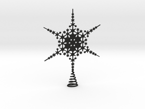 Sparkle Snow Star - Fractal Tree Top - HP3 - S in Black Natural Versatile Plastic