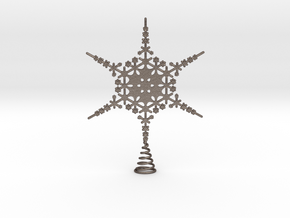 Sparkle Snow Star - Fractal Tree Top - MP4 - M in Polished Bronzed Silver Steel