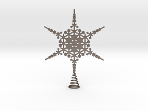Sparkle Snow Star - Fractal Tree Top - MP3 - M in Polished Bronzed Silver Steel