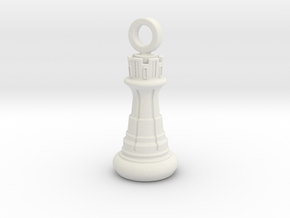 Chess Rook Pendant in White Natural Versatile Plastic