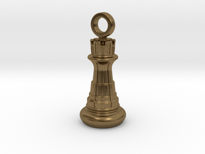 Chess Rook Pendant in Natural Bronze