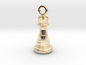 Chess Rook Pendant in 14K Yellow Gold