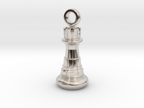 Chess Rook Pendant in Rhodium Plated Brass