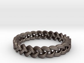 Napkin Holder Braided in Polished Bronzed Silver Steel