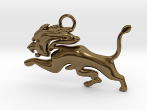 Roaming Lion Pendant in Polished Bronze