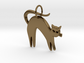 Pretty Kitty Pendant in Polished Bronze