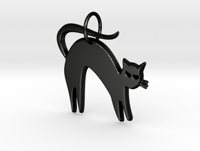 Pretty Kitty Pendant in Matte Black Steel