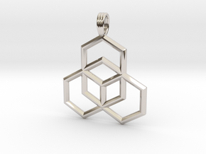 STEP CUBE in Rhodium Plated Brass