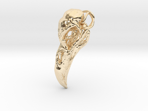 Raven skull Pendant in 14k Gold Plated Brass