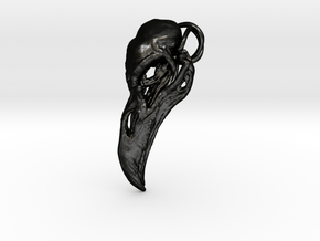Raven skull Pendant in Matte Black Steel