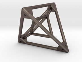 Tetrahedron with Tetrahedron inside in Polished Bronzed Silver Steel